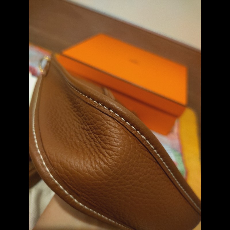 ♡ Hermès Mini Evelyne  TPM經典金棕 金釦 ♡ 全配購證齊-6