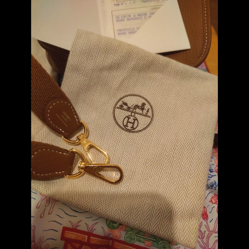 ♡ Hermès Mini Evelyne  TPM經典金棕 金釦 ♡ 全配購證齊-8