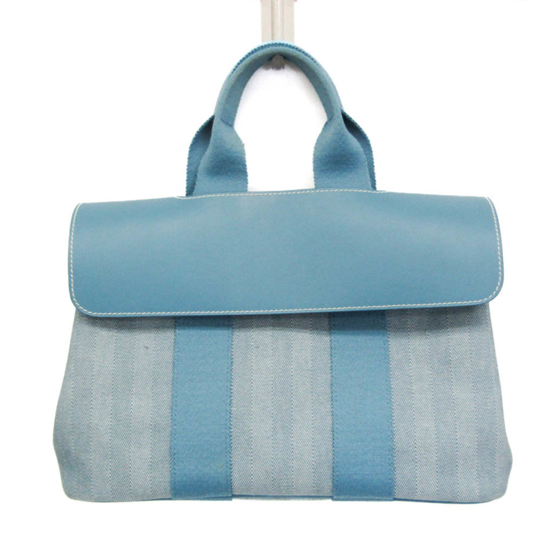 愛馬仕 Valparaiso PM 女士棉滌混紡手提包 藍色-0