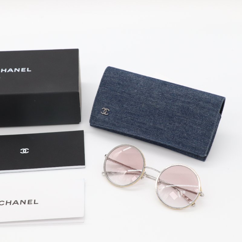 CHAENL 香奈兒 粉色漸變 草編邊框 墨鏡 太陽鏡-0