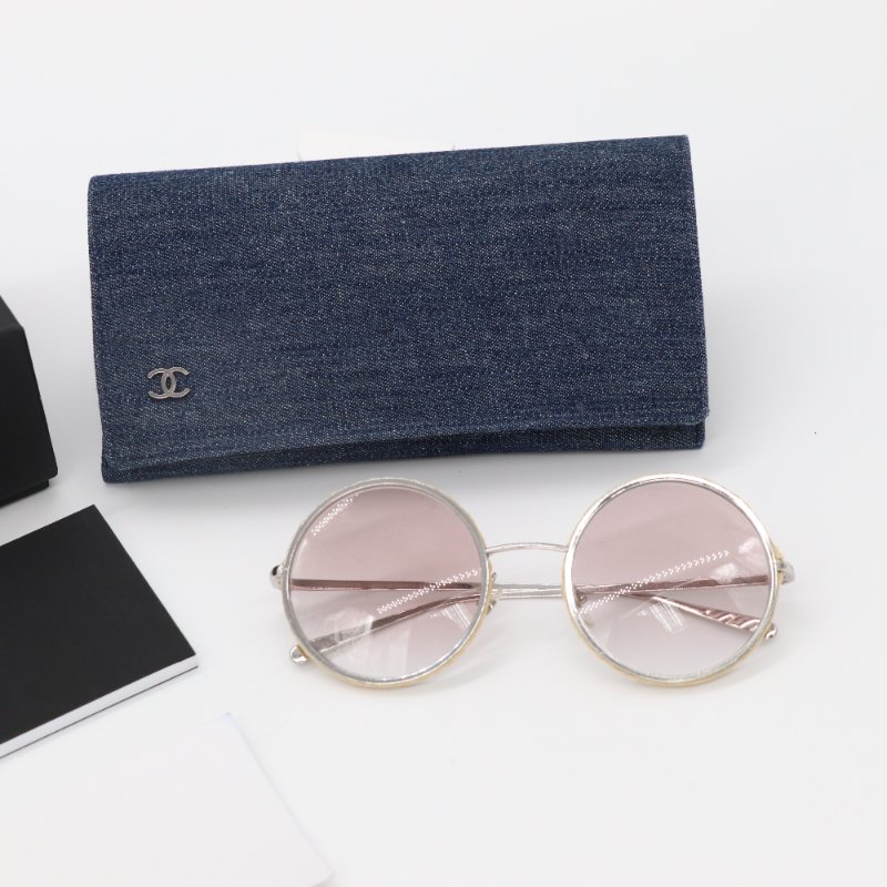 CHAENL 香奈兒 粉色漸變 草編邊框 墨鏡 太陽鏡-2