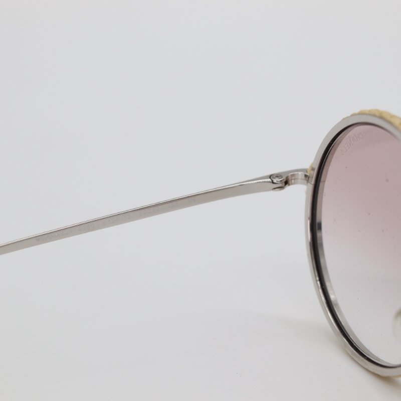 CHAENL 香奈兒 粉色漸變 草編邊框 墨鏡 太陽鏡-9
