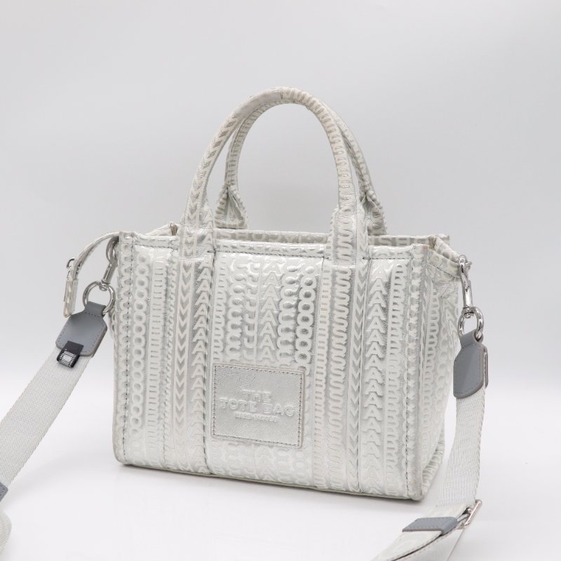MARC JACOBS 馬克雅可布 The Mini Tote Bag  銀色 金屬光澤皮革 迷你托特包-0
