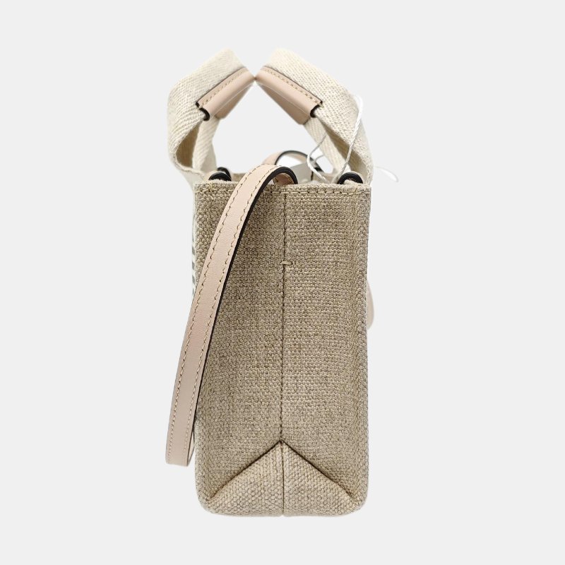 Chloe Woody迷你卡其色帆布單肩包手提包斜挎包銀色五金 9.8新-2