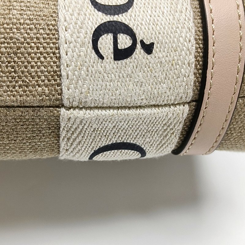 Chloe Woody迷你卡其色帆布單肩包手提包斜挎包銀色五金 9.8新-7