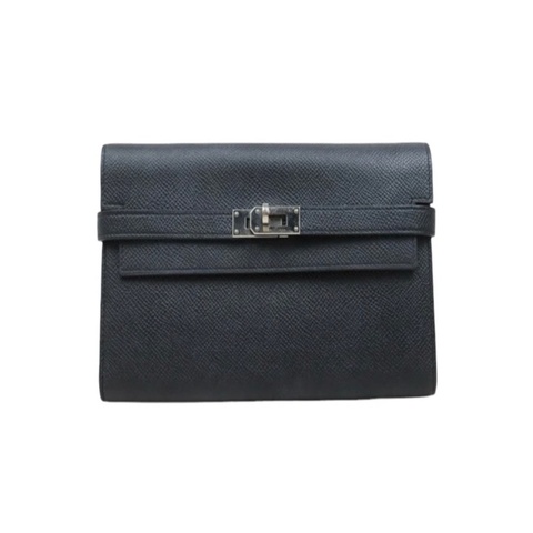 「JL精品代購」 9成Hermes  愛馬仕 Kelly 黑銀長夾