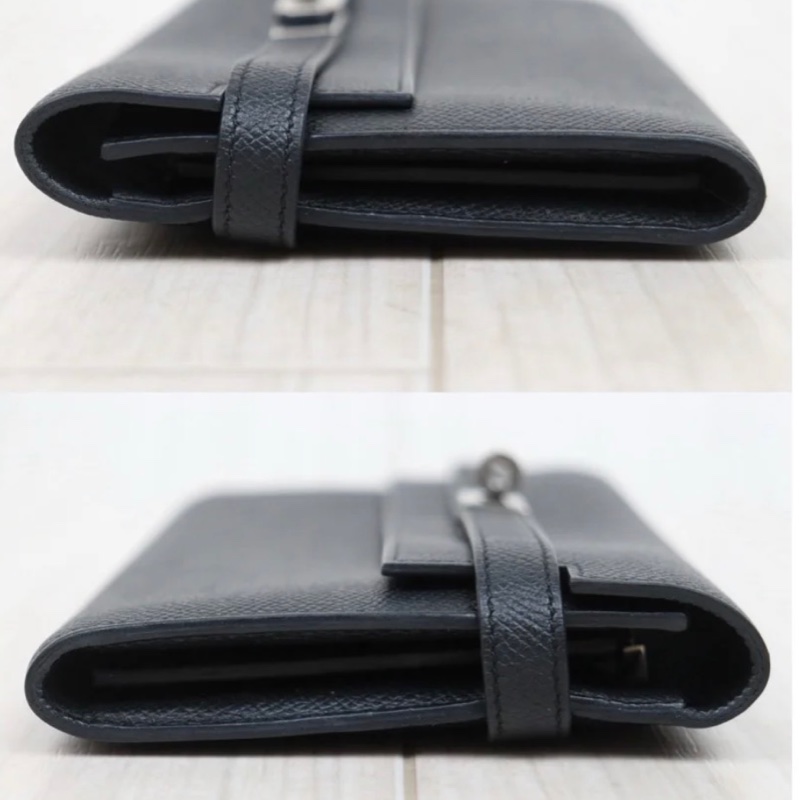 「JL精品代購」 9成Hermes  愛馬仕 Kelly 黑銀長夾-2