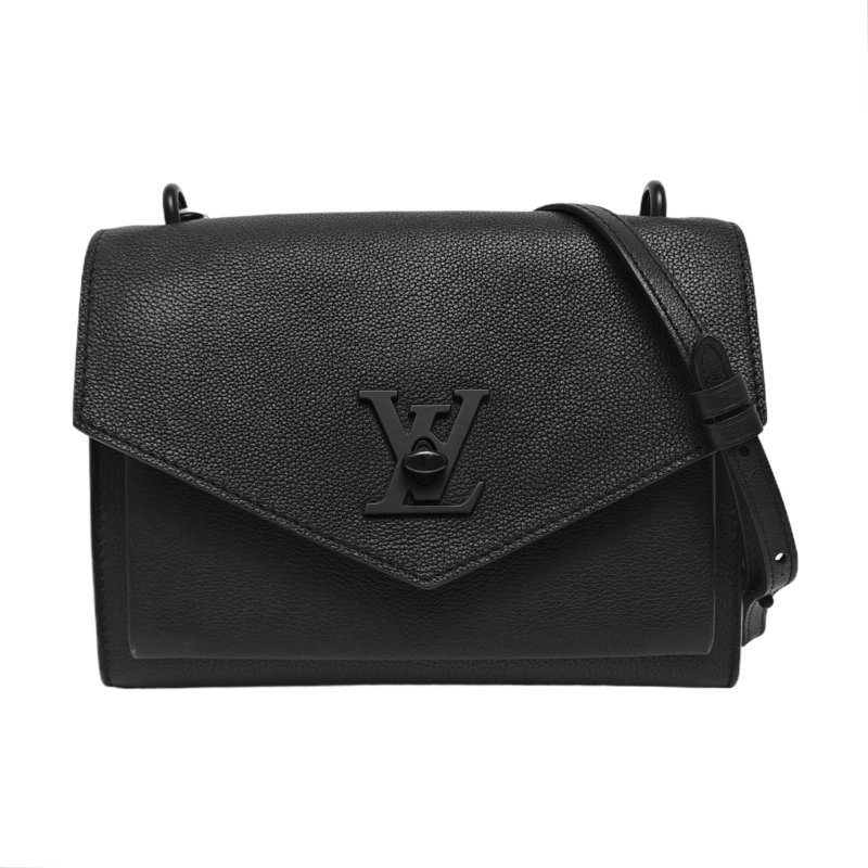 LOUIS VUITTON LOCKME BB 黑色牛皮單肩包斜挎包黑色五金可拆卸肩帶 9.8新-0