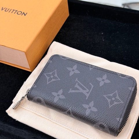 二手九成新LV黑色老花零錢包卡包 ㄇ字錢包LOUIS VUITTON