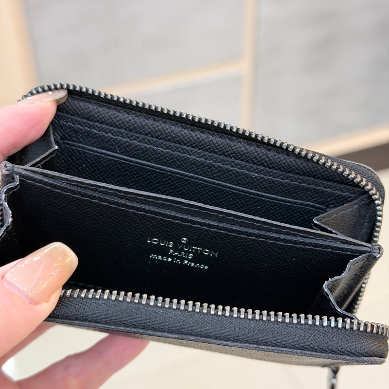 二手九成新LV黑色老花零錢包卡包 ㄇ字錢包LOUIS VUITTON-5