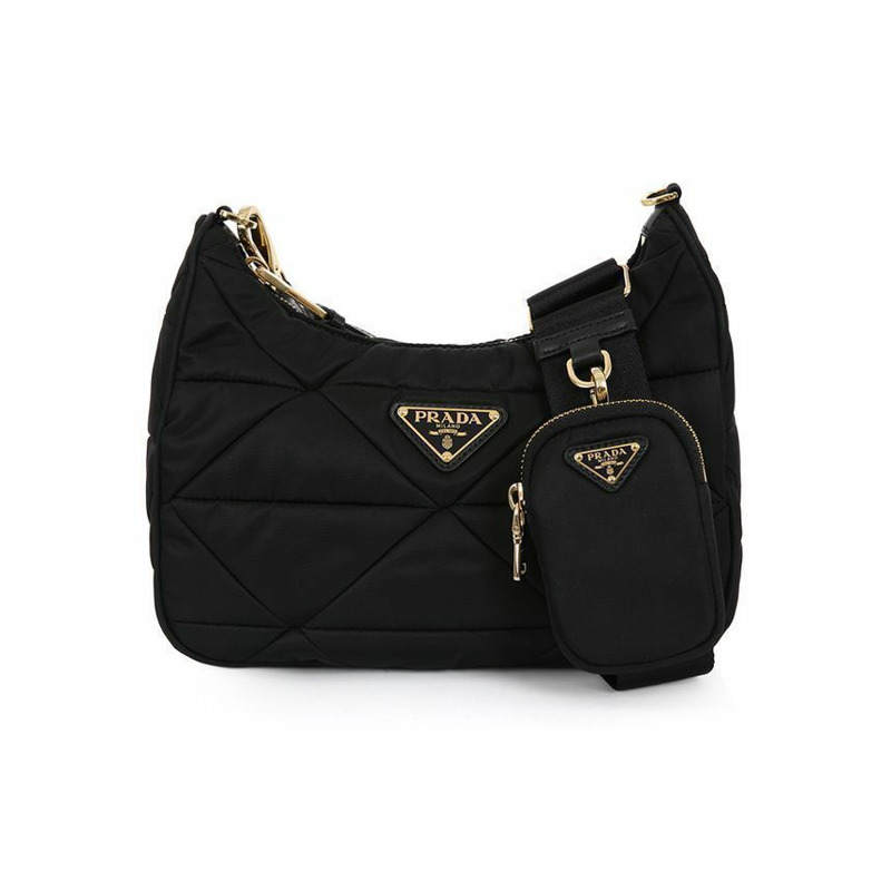 PRADA 三角形金色Logo尼龍單肩包 F0632-0