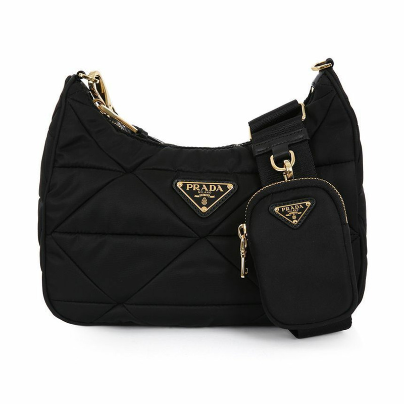 PRADA 三角形金色Logo尼龍單肩包 F0632-1