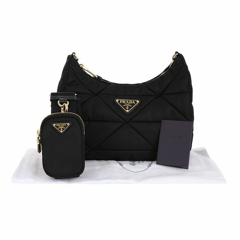 PRADA 三角形金色Logo尼龍單肩包 F0632-11