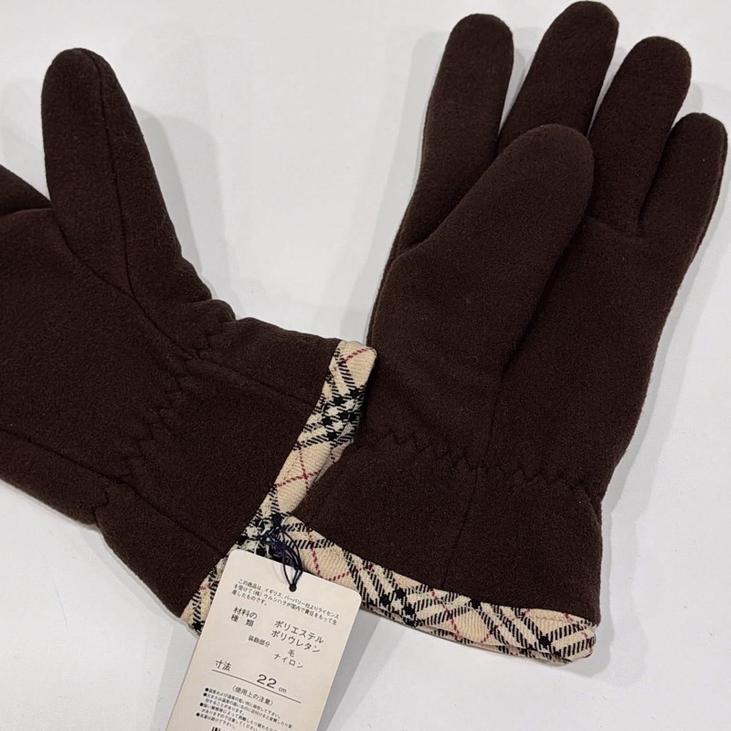 BURBERRY 倫敦 經典格紋厚鋪棉手套 深咖 厚款-1