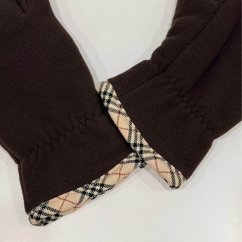 BURBERRY 倫敦 經典格紋厚鋪棉手套 深咖 厚款-2