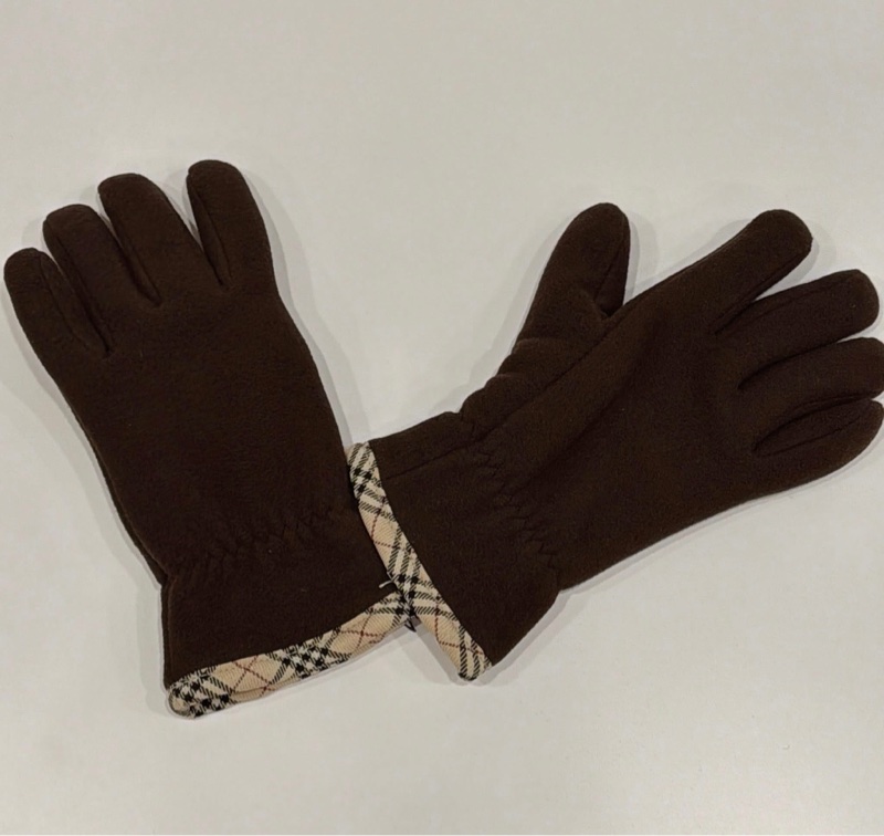 BURBERRY 倫敦 經典格紋厚鋪棉手套 深咖 厚款-3