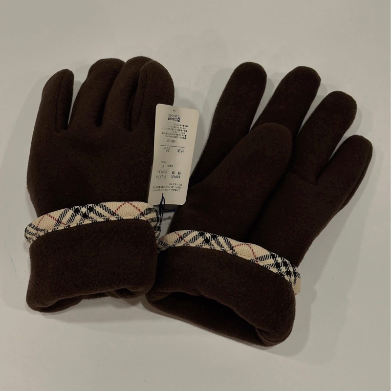 BURBERRY 倫敦 經典格紋厚鋪棉手套 深咖 厚款-5