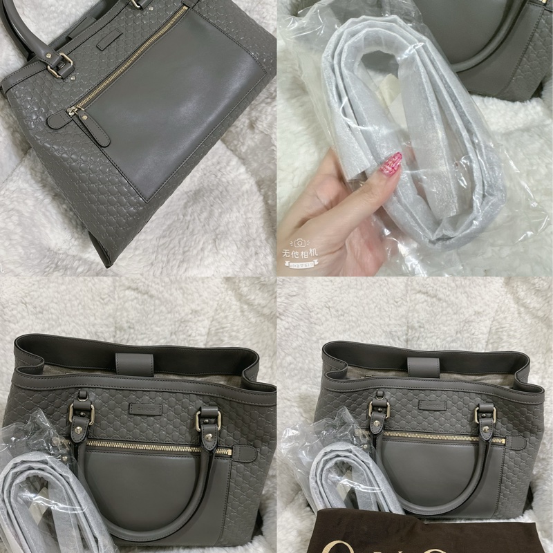 全新 Gucci 手提肩背包 (大象灰）-2