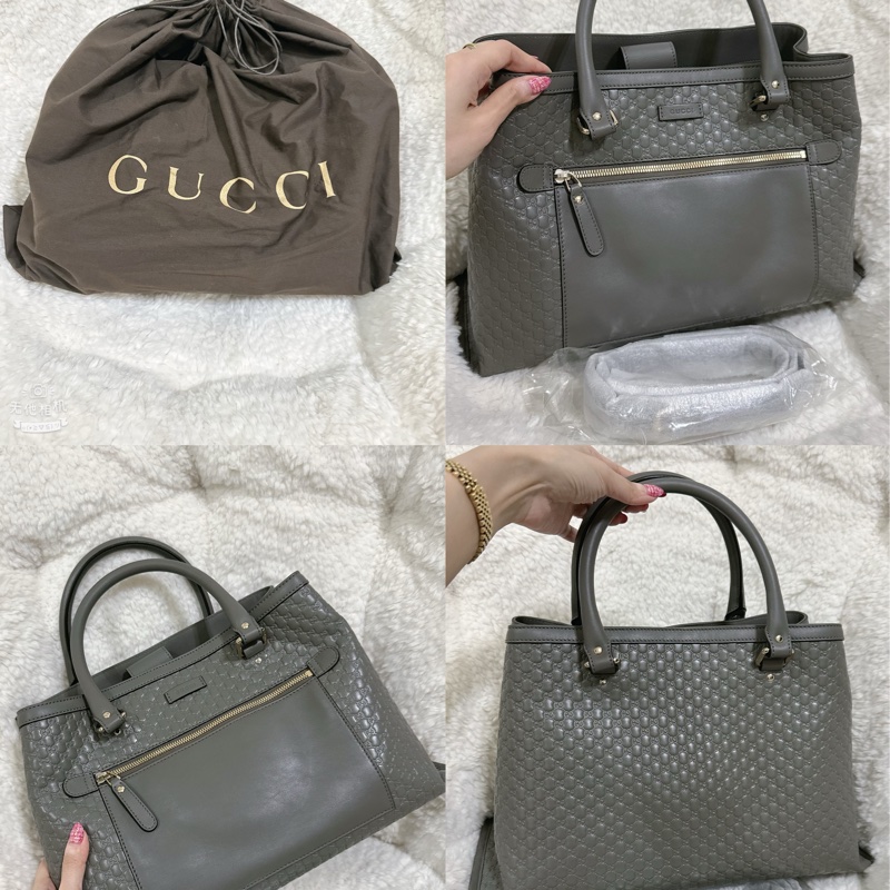 全新 Gucci 手提肩背包 (大象灰）-5