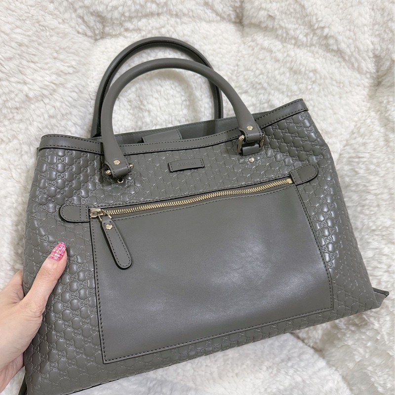 全新 Gucci 手提肩背包 (大象灰）-8