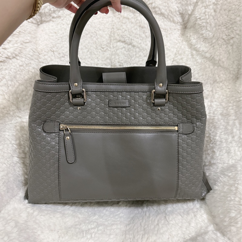 全新 Gucci 手提肩背包 (大象灰）-13