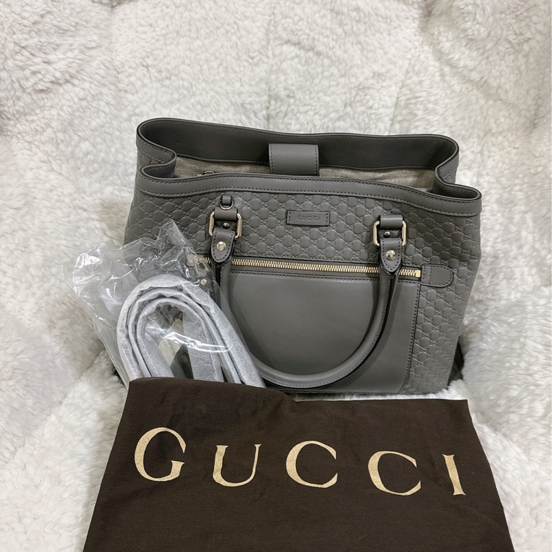 全新 Gucci 手提肩背包 (大象灰）-16