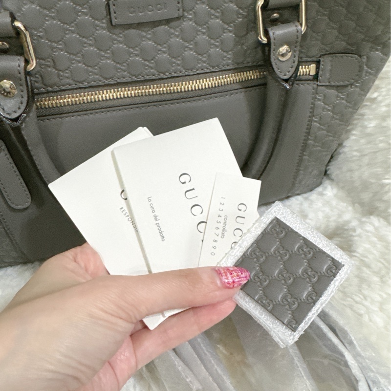 全新 Gucci 手提肩背包 (大象灰）-19