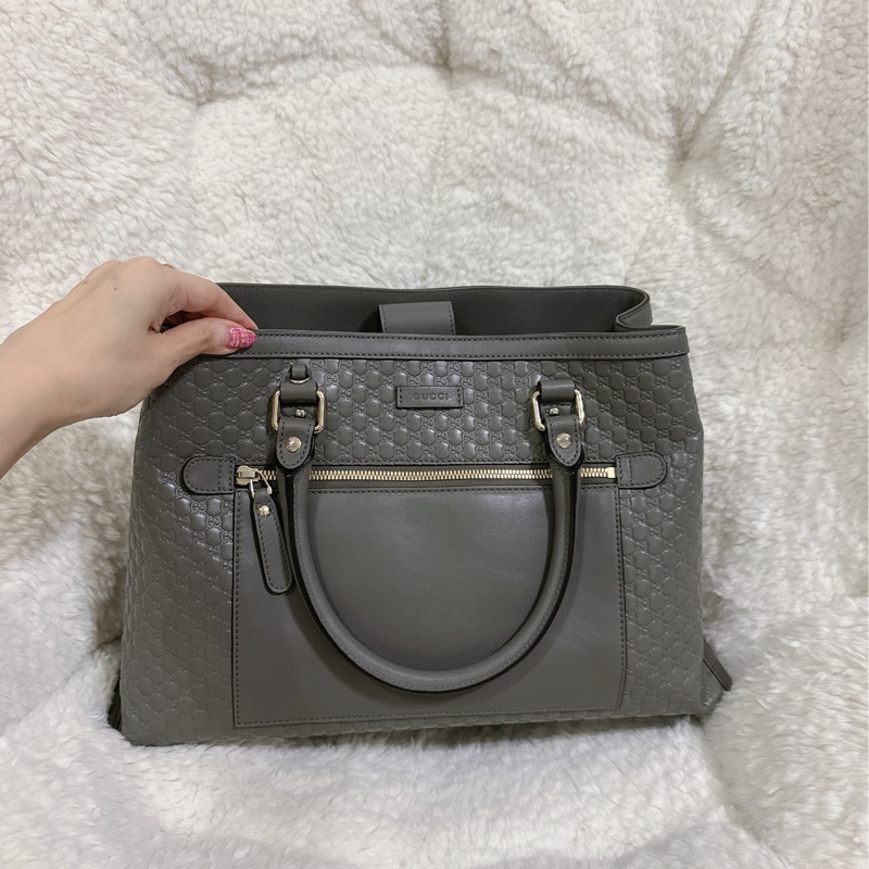 全新 Gucci 手提肩背包 (大象灰）-32