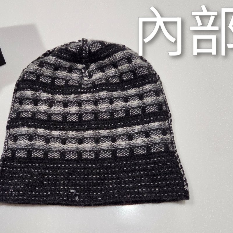 聖誕新年禮物,此價僅一天/ Chanel香奈兒黑灰跳色經典雙C logo喀什米爾羊絨毛帽/ 冷帽/ 保暖帽/ 針織帽，不怕寒流來襲-3