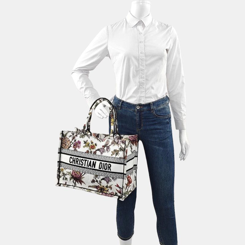 DIOR Book Tote中號多色帆布刺繡手提包 9.8新-1