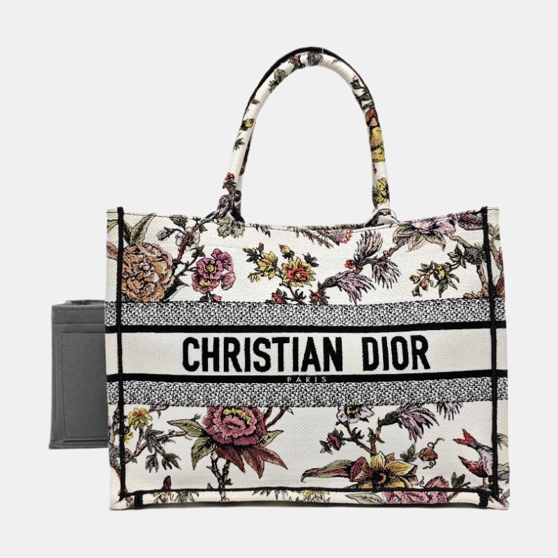 DIOR Book Tote中號多色帆布刺繡手提包 9.8新-7