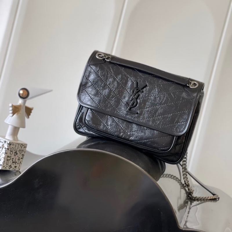 「JL精品代購」 98新 Ysl so black Niki 肩背包-0