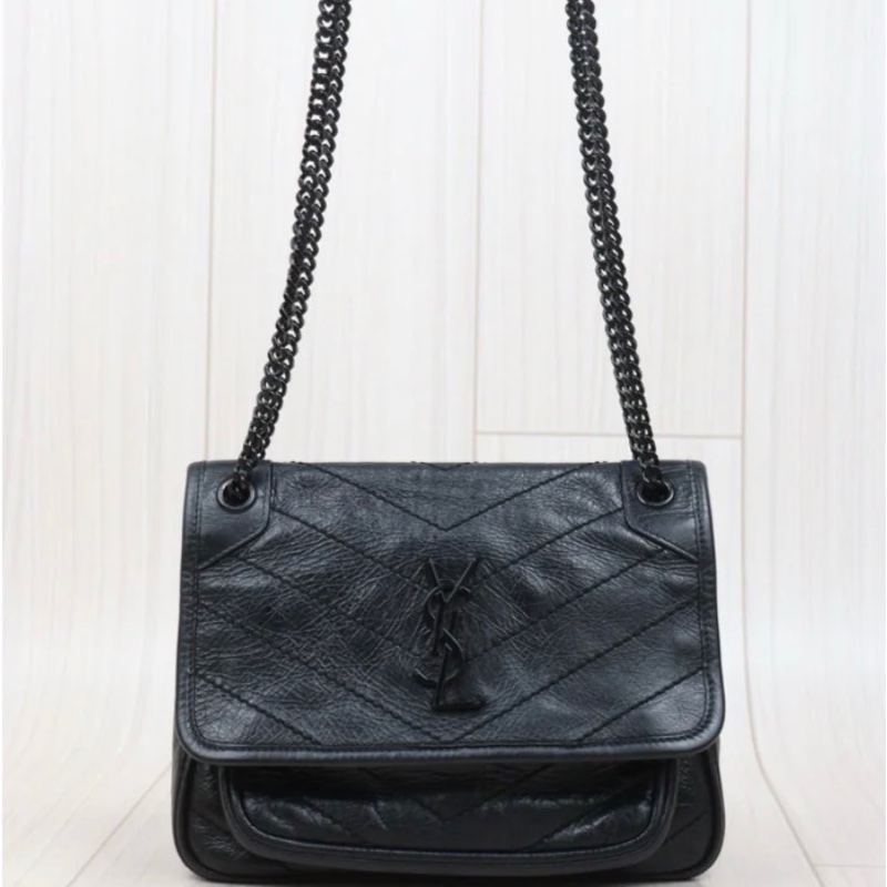 「JL精品代購」 98新 Ysl so black Niki 肩背包-2