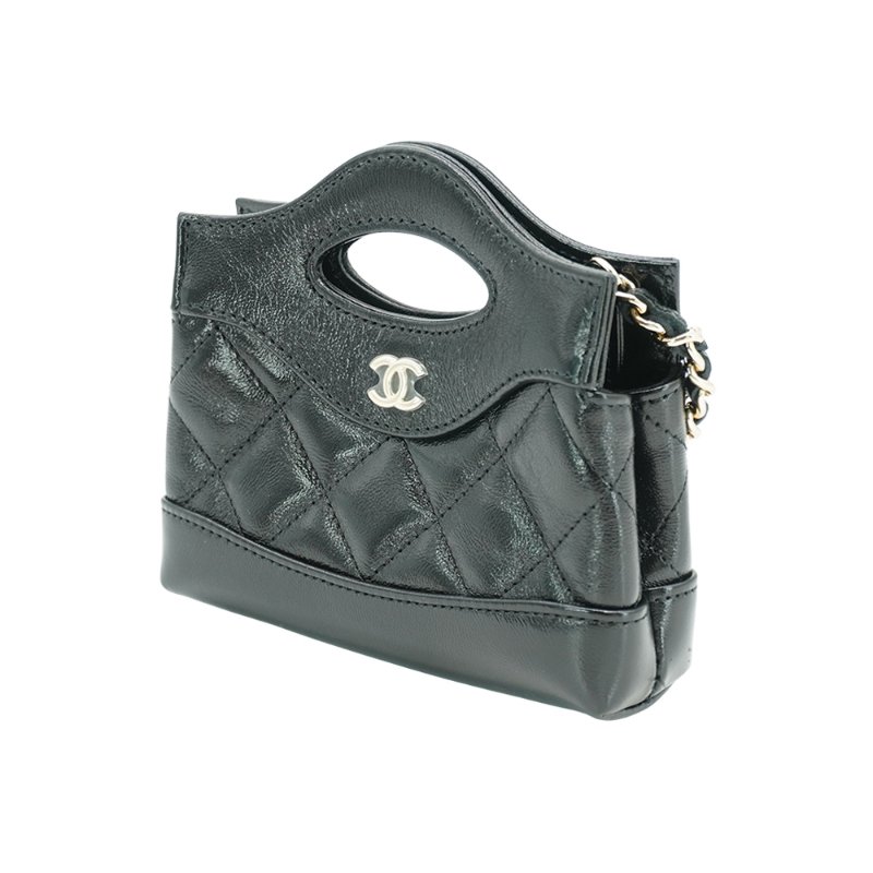 Chanel 31 Bag Micro 油蠟羊皮淡金鍊迷你手提斜背包(AP3875-黑)-1