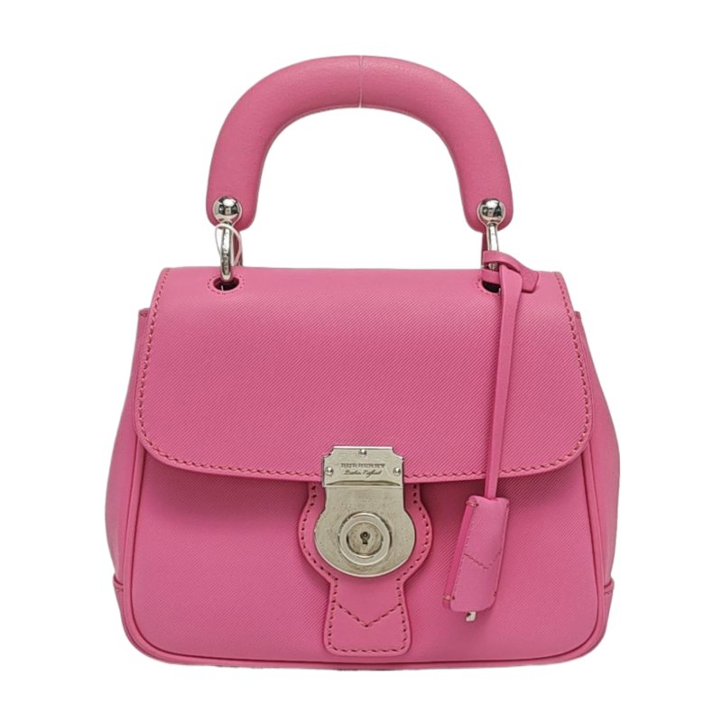 BURBERRY Dk88 粉紅色牛皮手提包單肩包斜挎包 銀色五金-0