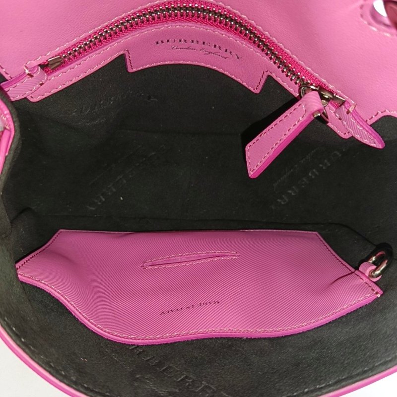 BURBERRY Dk88 粉紅色牛皮手提包單肩包斜挎包 銀色五金-6