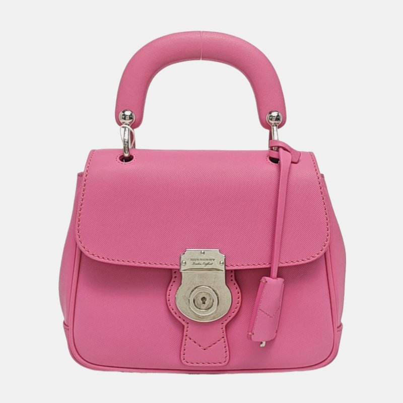 BURBERRY Dk88 粉紅色牛皮手提包單肩包斜挎包 銀色五金-7