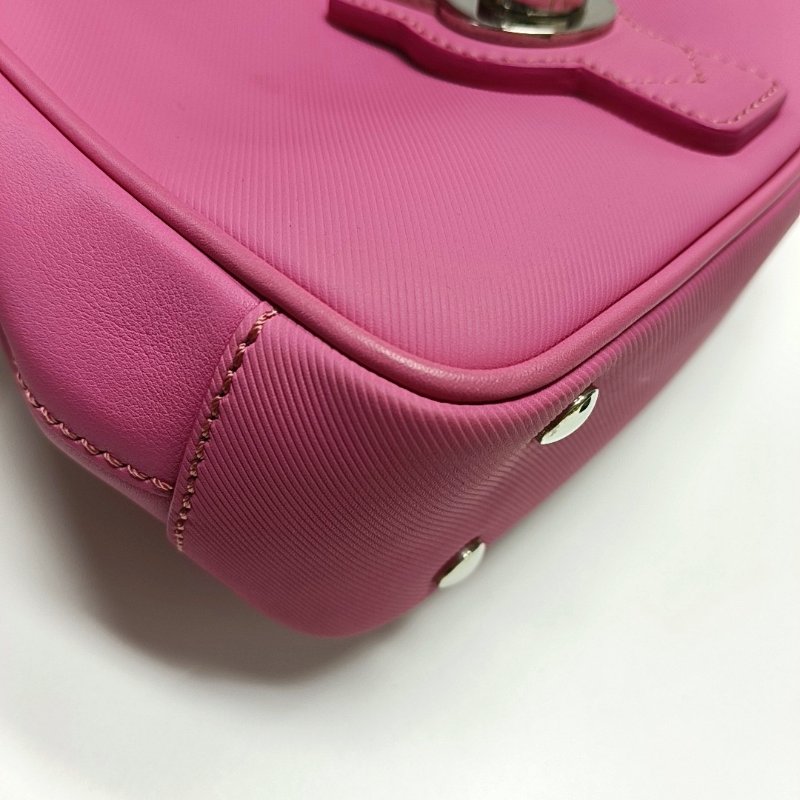 BURBERRY Dk88 粉紅色牛皮手提包單肩包斜挎包 銀色五金-11