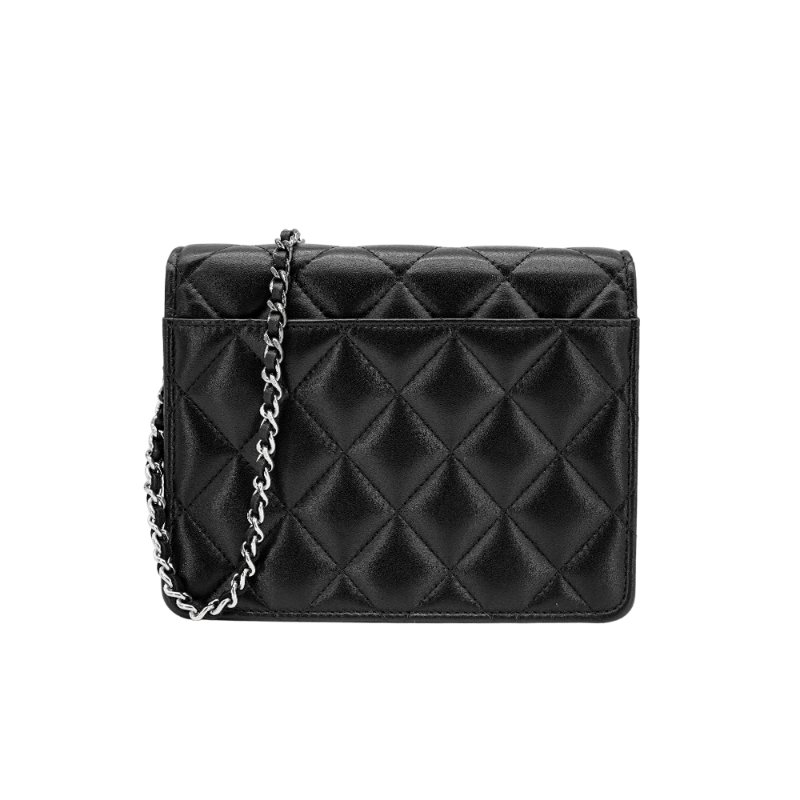 Chanel 展示品 菱格紋羊皮雙色鍊WOC斜背包(AP3699-黑)-2