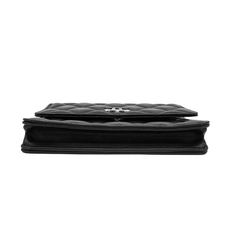 Chanel 展示品 菱格紋羊皮雙色鍊WOC斜背包(AP3699-黑)-3