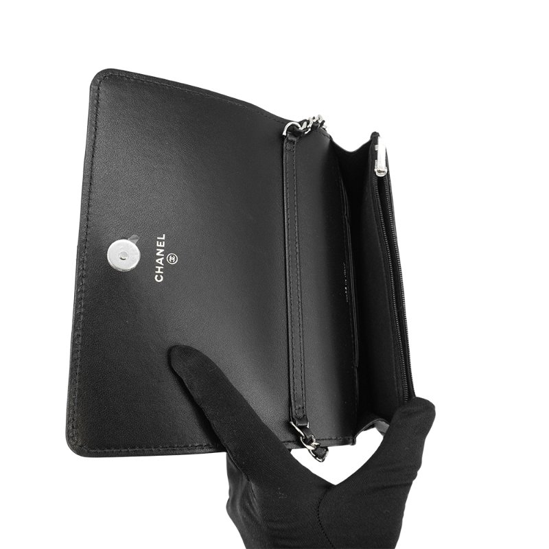 Chanel 展示品 菱格紋羊皮雙色鍊WOC斜背包(AP3699-黑)-4