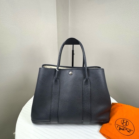 Hermes愛馬仕Garden Party黑色Togo皮銀扣36