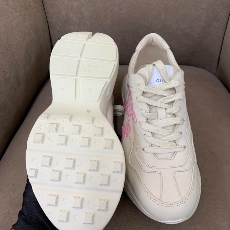 A415X0352GUCCI古驰 Rhyton 皮革 水果印花 防滑耐磨透气 低帮 老爹鞋 女款 粉-4