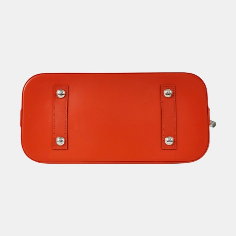 LOUIS VUITTONALMA 小號橙色EPI牛皮水波紋貝殼包單肩包手提包 銀色五金 可拆卸肩帶 9.8新-5