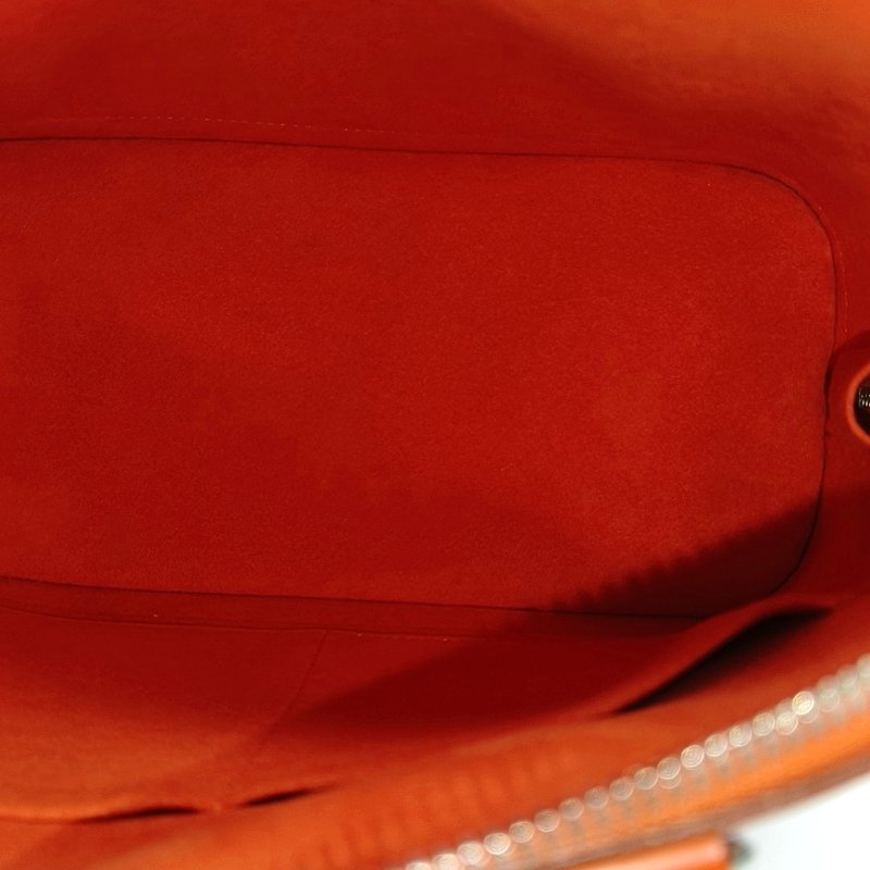 LOUIS VUITTONALMA 小號橙色EPI牛皮水波紋貝殼包單肩包手提包 銀色五金 可拆卸肩帶 9.8新-6