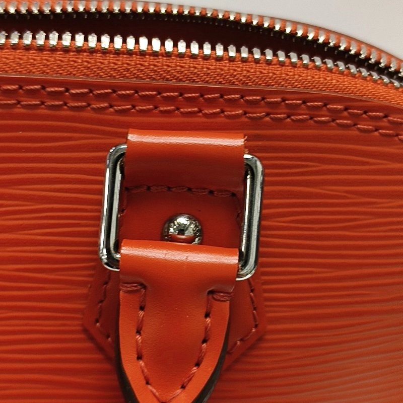 LOUIS VUITTONALMA 小號橙色EPI牛皮水波紋貝殼包單肩包手提包 銀色五金 可拆卸肩帶 9.8新-8