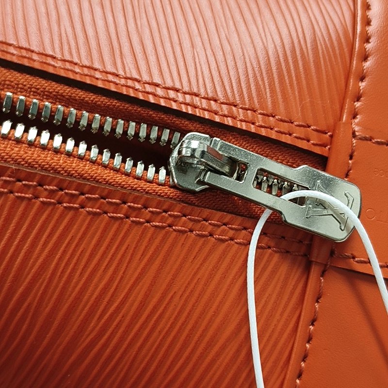 LOUIS VUITTONALMA 小號橙色EPI牛皮水波紋貝殼包單肩包手提包 銀色五金 可拆卸肩帶 9.8新-10
