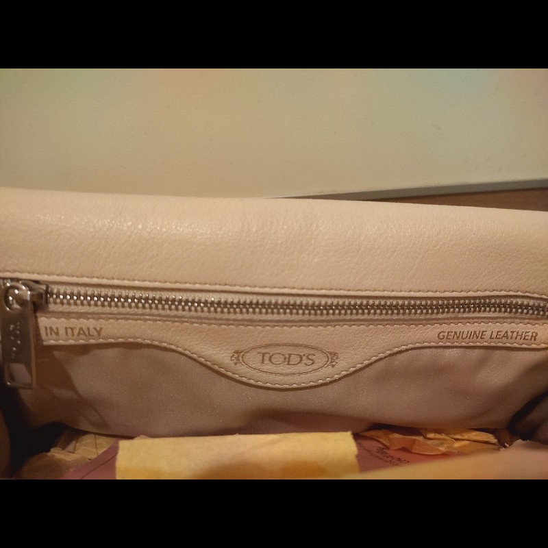 ✦ TOD’S Double T 奶油白 翻蓋手提/肩背 銀釦 鍊帶兩用包-3