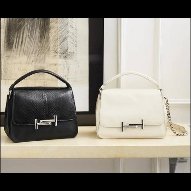 ✦ TOD’S Double T 奶油白 翻蓋手提/肩背 銀釦 鍊帶兩用包-4
