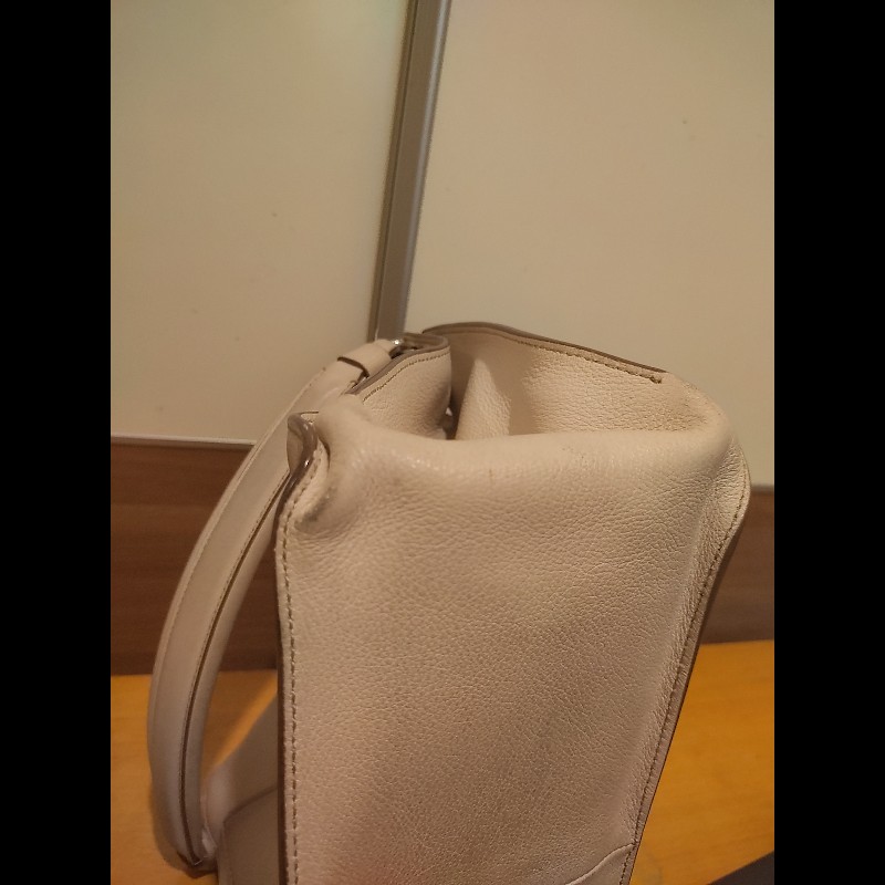 ✦ TOD’S Double T 奶油白 翻蓋手提/肩背 銀釦 鍊帶兩用包-5